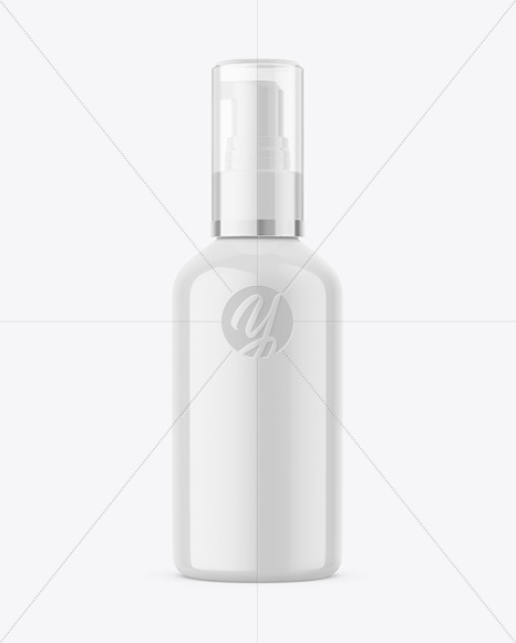 Glossy Cosmetic Bottle With Pump Mockup Glossy Cosmetic Bottle With Pump Mockup