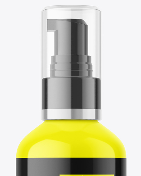 Glossy Cosmetic Bottle With Pump Mockup Glossy Cosmetic Bottle With Pump Mockup