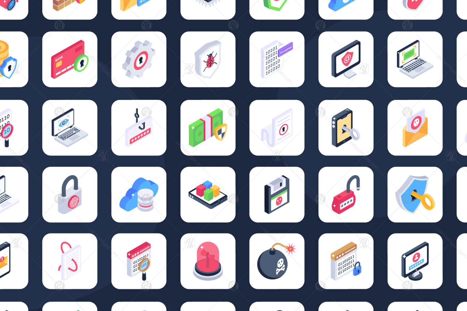 Cyber Security Isometric Icons