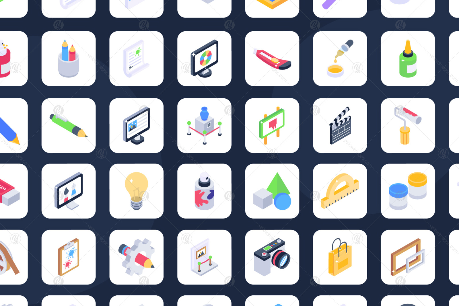 Art and Culture Isometric Icons Art and Culture Isometric Icons