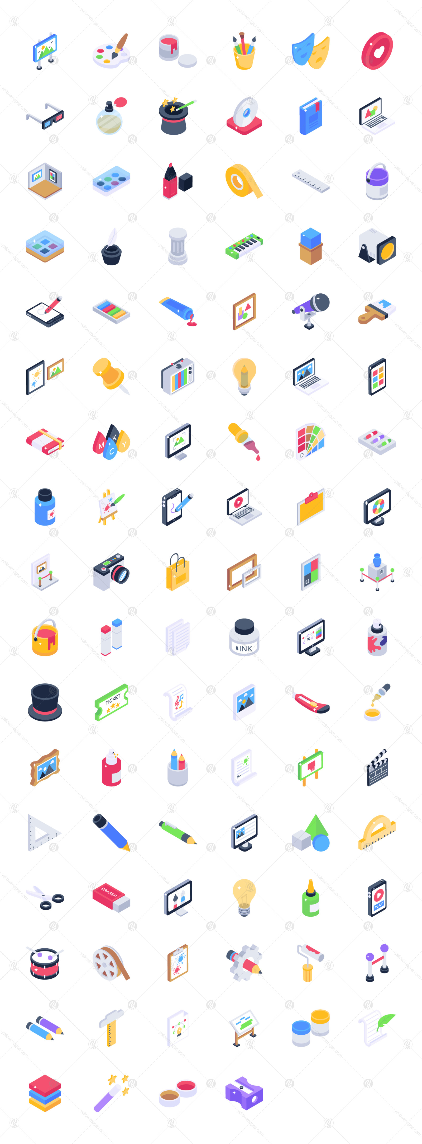 Art and Culture Isometric Icons Art and Culture Isometric Icons