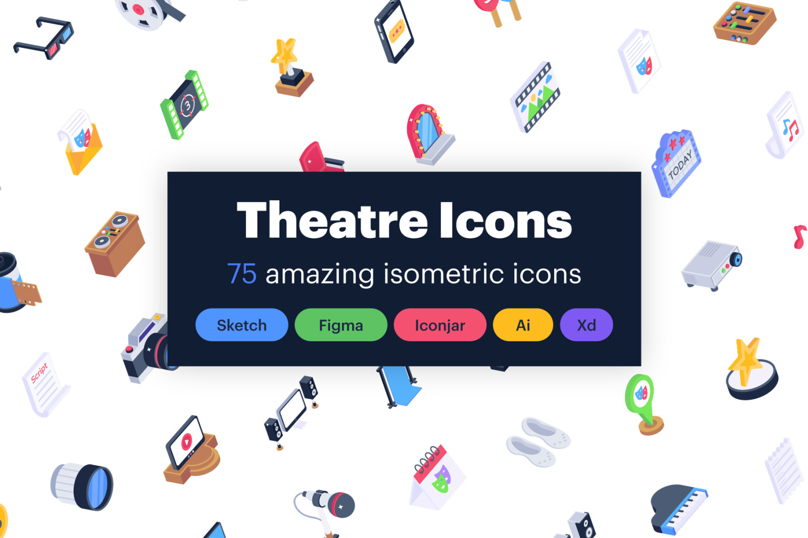 Bundle of 75 Isometric Theatre Icons