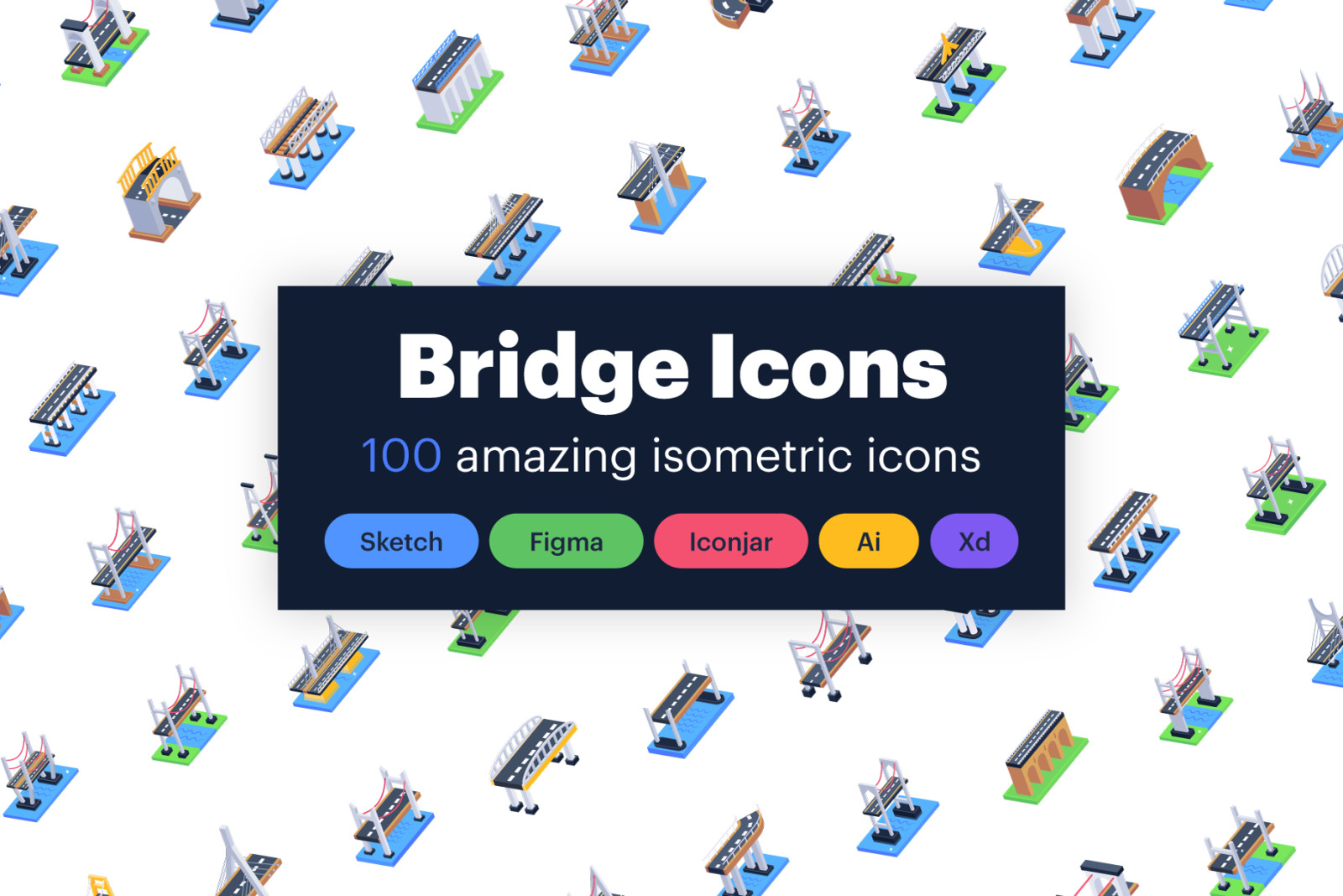 Isometric Icons Pack of Bridges Isometric Icons Pack of Bridges