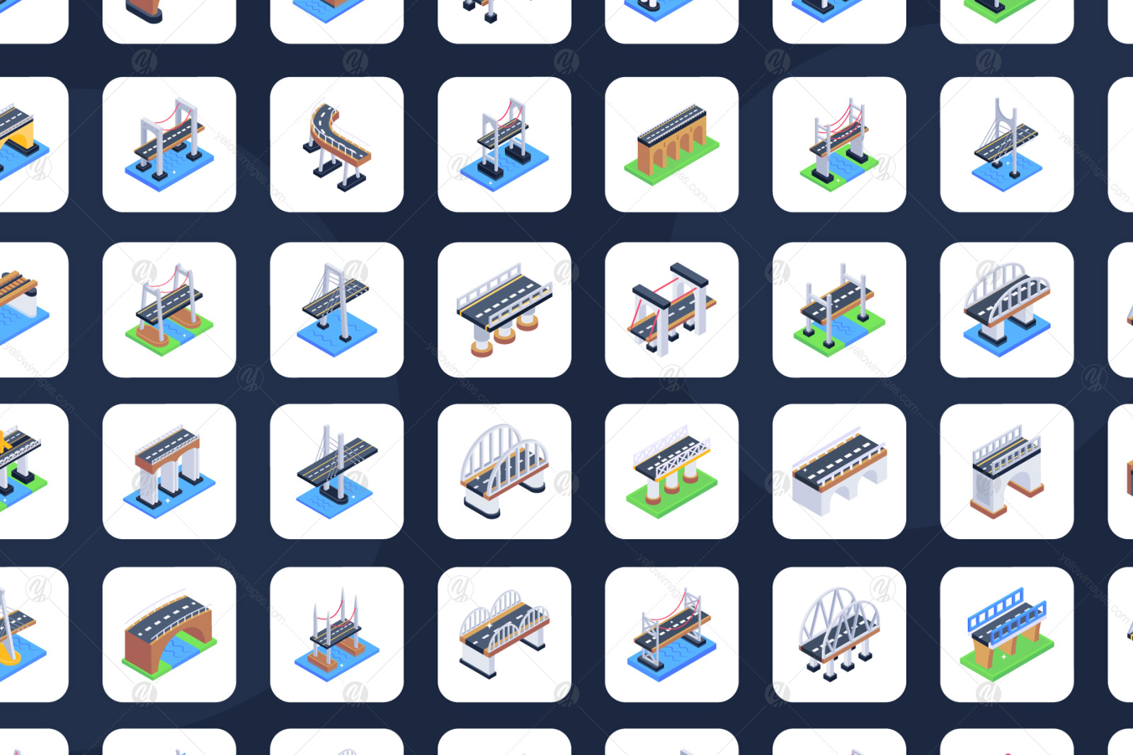 Isometric Icons Pack of Bridges Isometric Icons Pack of Bridges