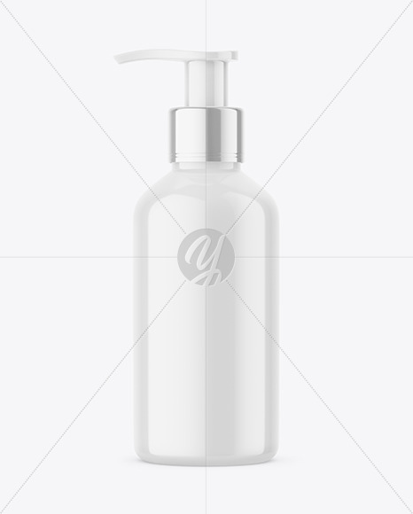 Glossy Bottle With Pump Mockup