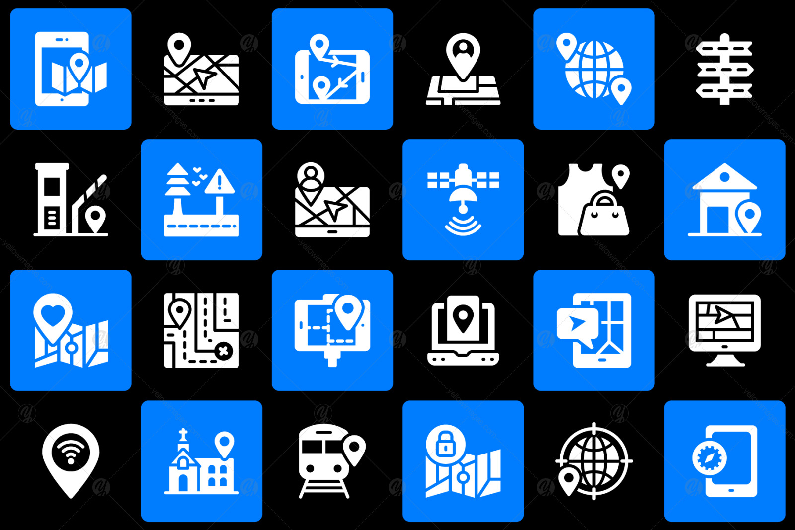 Location Maps Glyph Icons