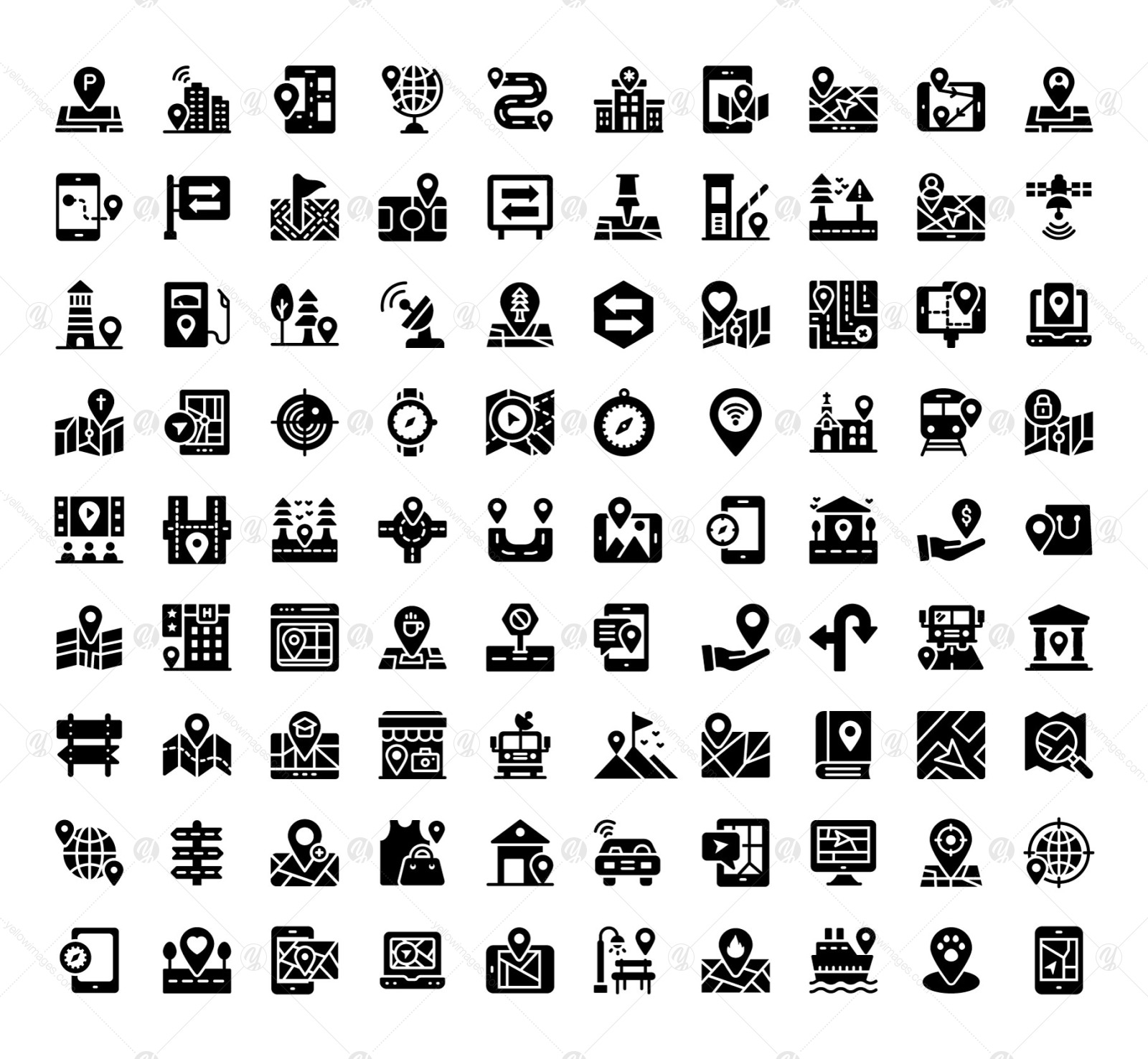 Location Maps Glyph Icons