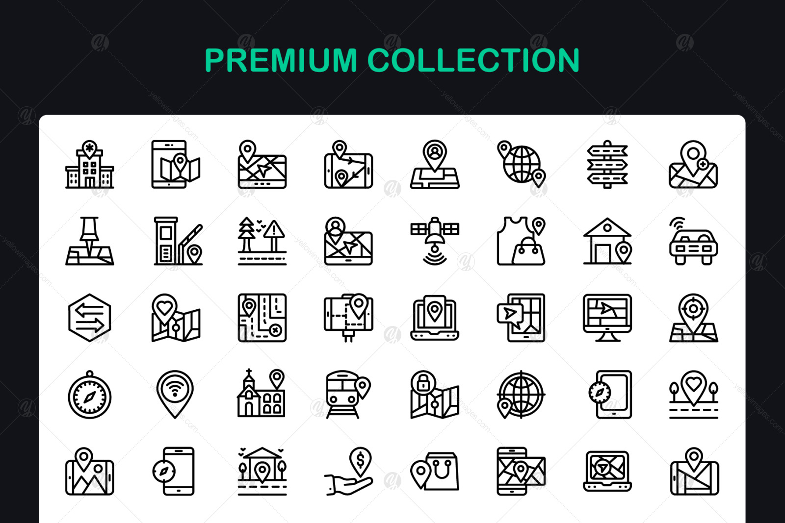 Location Maps Linear Icons Location Maps Linear Icons