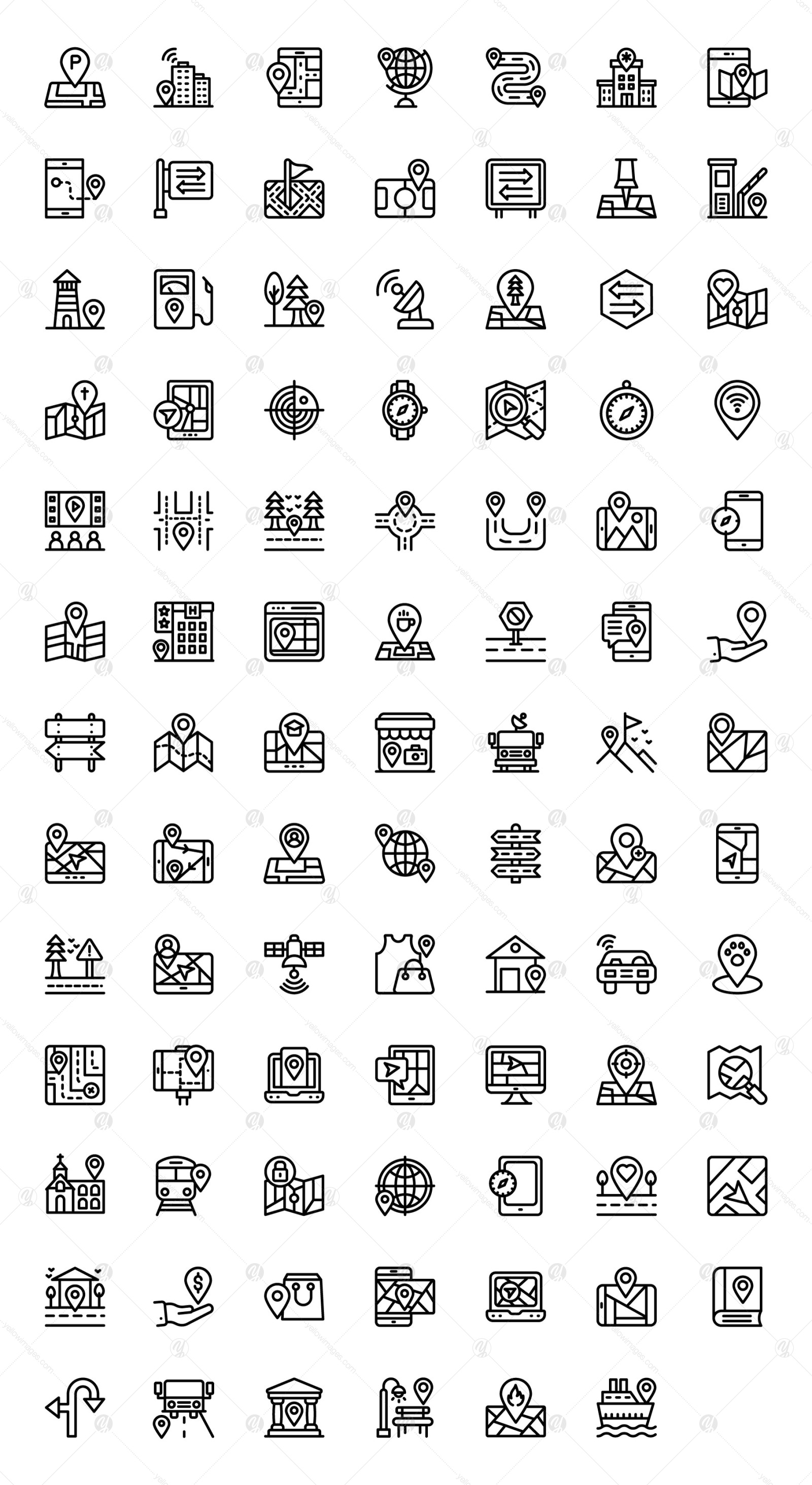 Location Maps Linear Icons