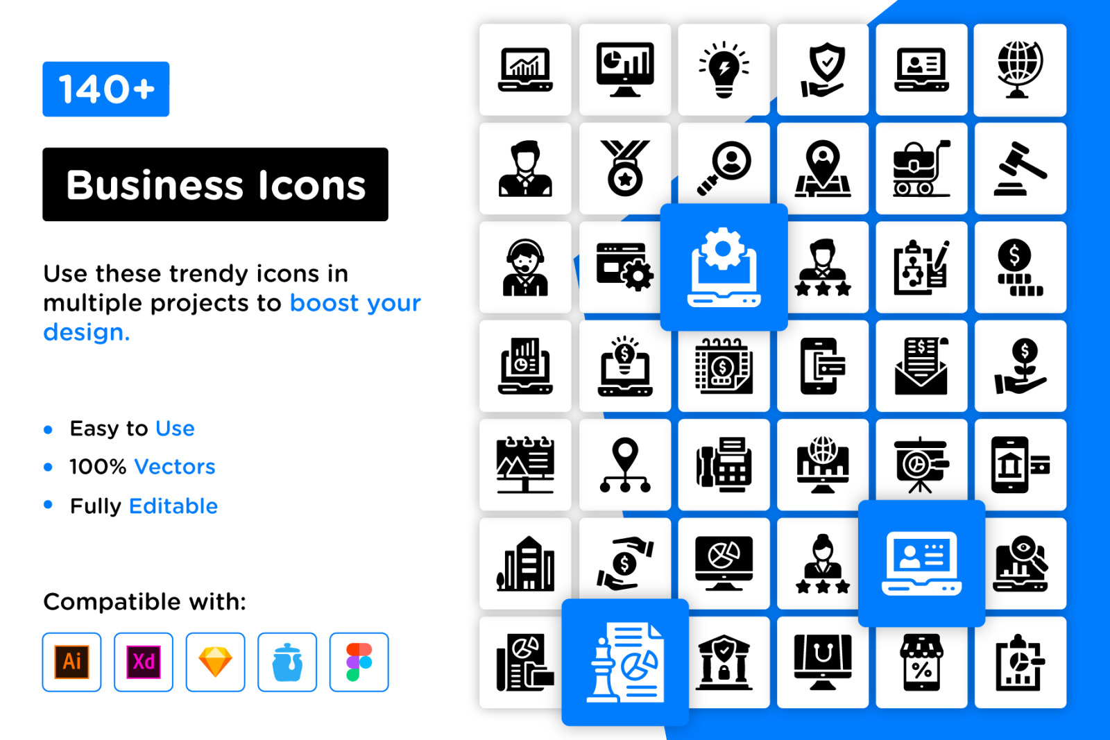 145 Business Glyph Icons