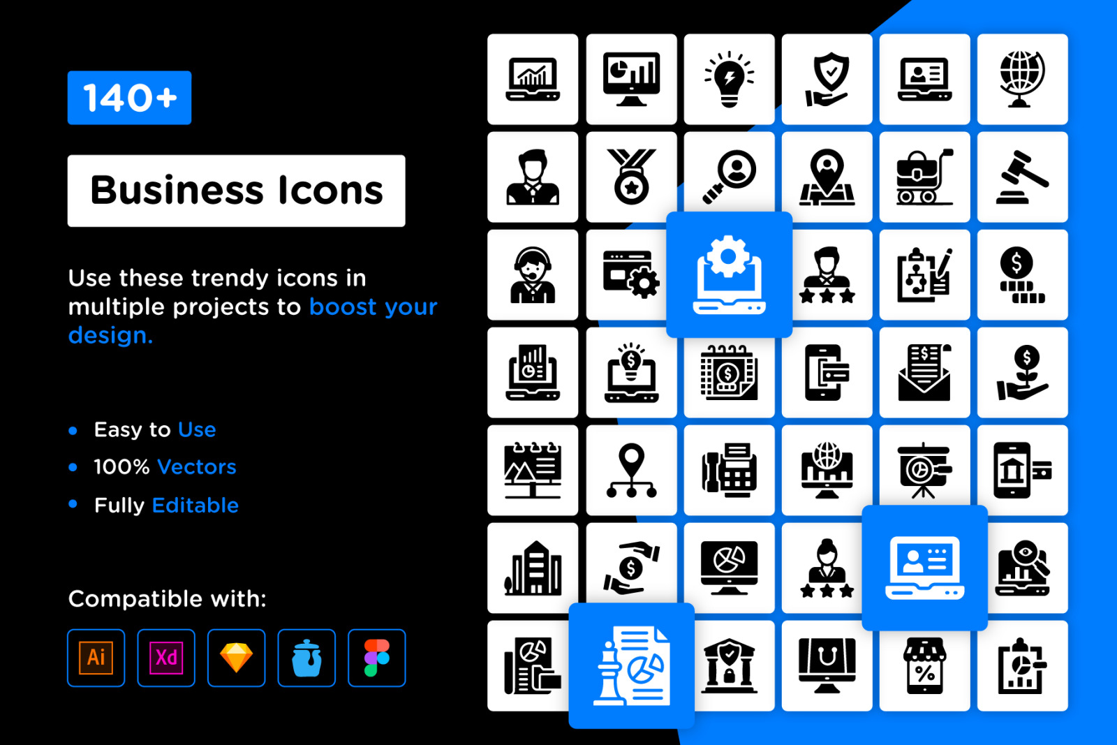 145 Business Glyph Icons