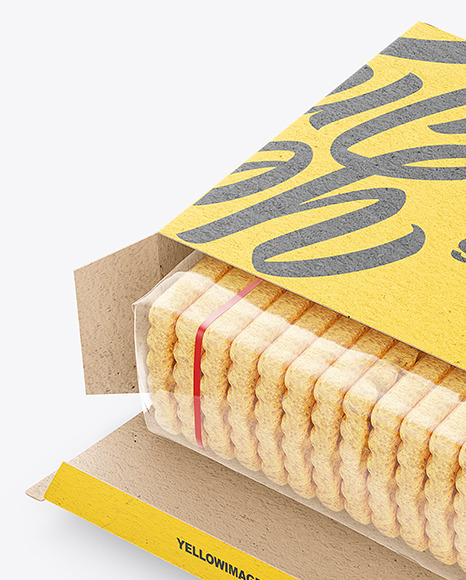 Opened Kraft Paper Cookies Box Mockup