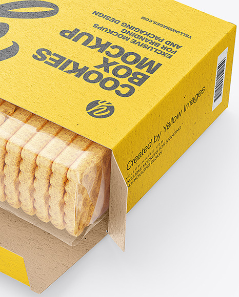 Opened Kraft Paper Cookies Box Mockup