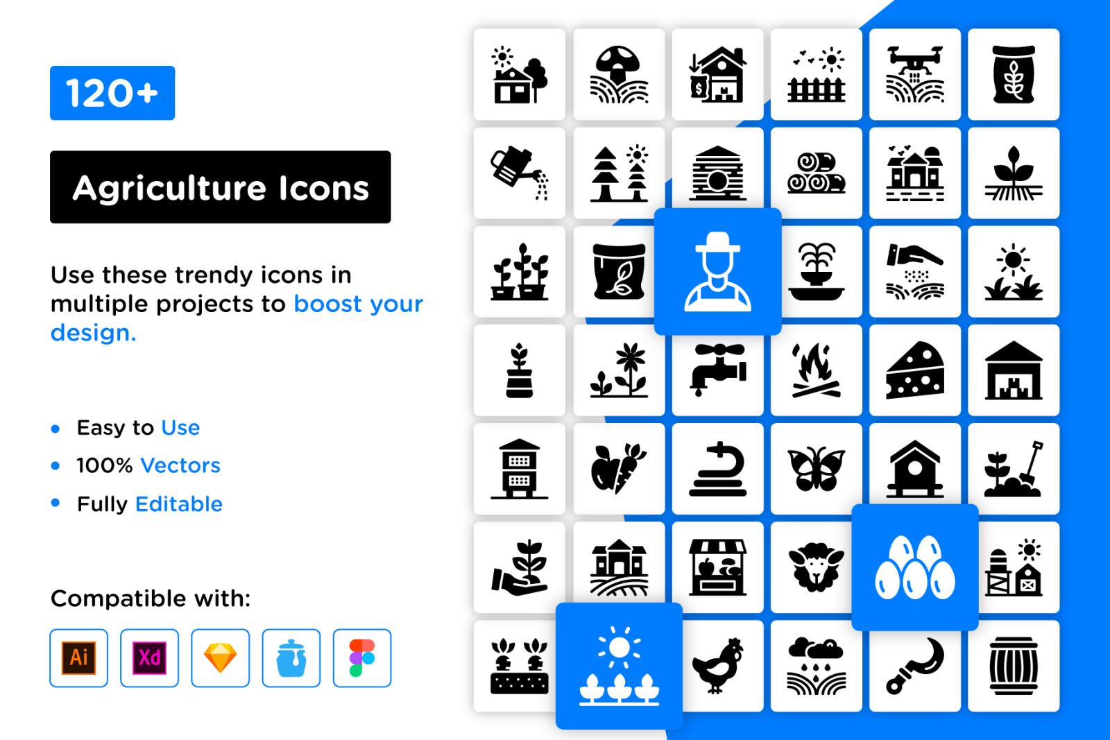 129 Agriculture Glyph Icons