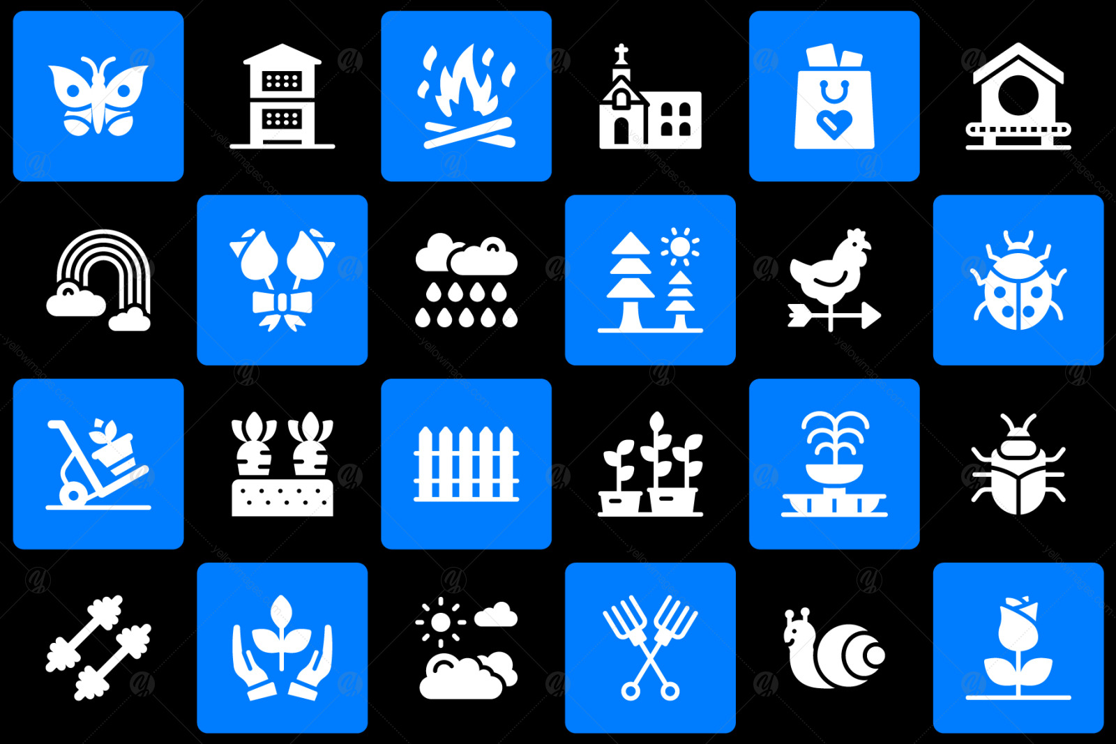 Set of spring glyph icons