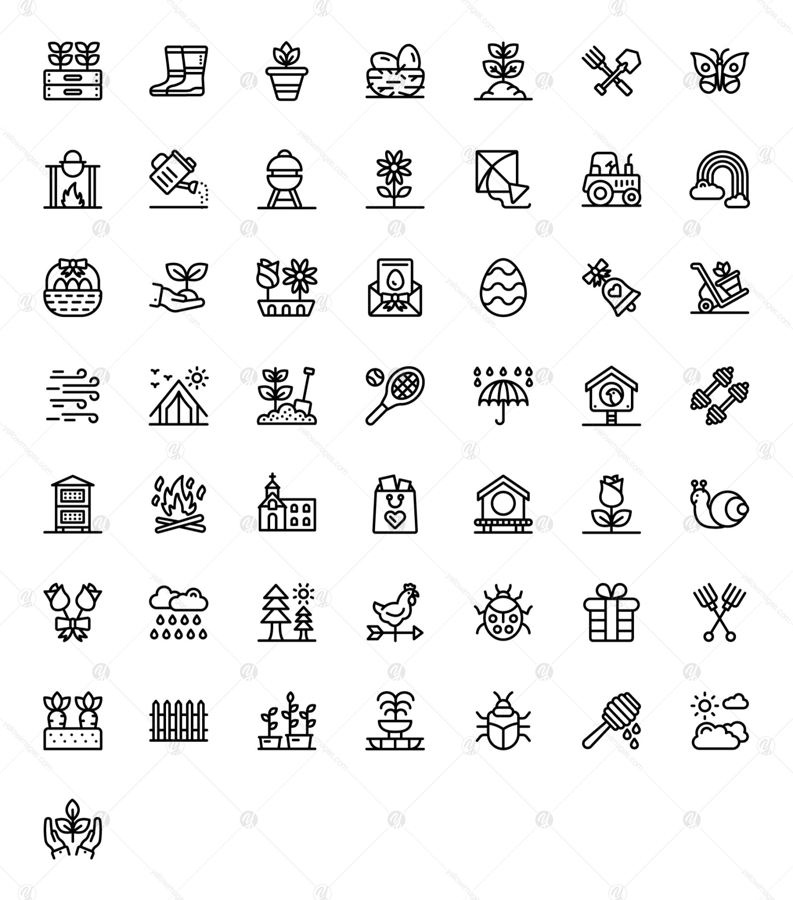 Set of spring linear icons