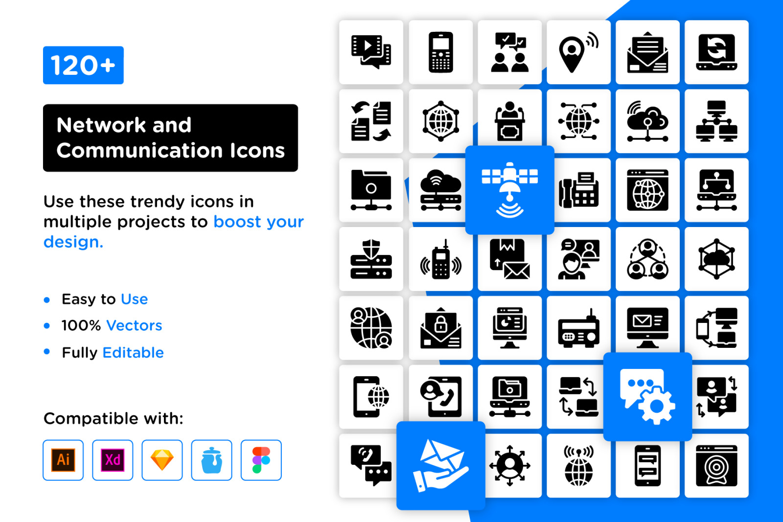 Network and Communication Glyph Icons