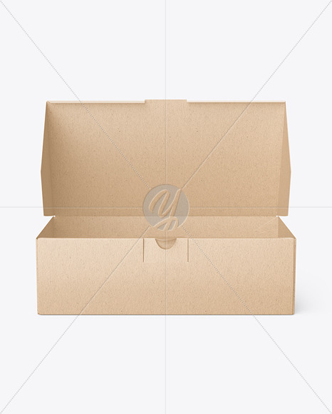 Empty Opened Kraft Paper Box Mockup