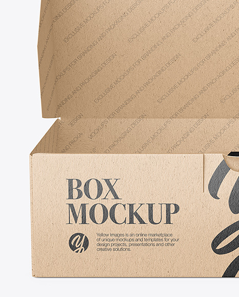 Empty Opened Kraft Paper Box Mockup