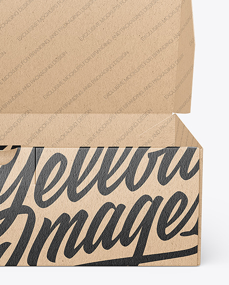 Empty Opened Kraft Paper Box Mockup