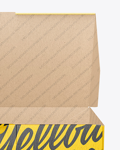 Empty Opened Kraft Paper Box Mockup