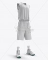 Basketball Kit w/ V-Neck Tank Top Mockup / Half-Turned View