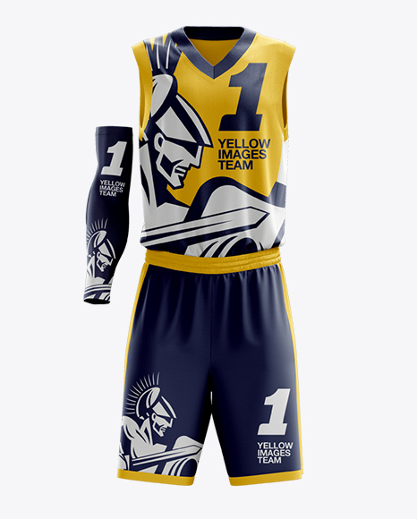 Full Basketball Kit w/ V-Neck Tank Top Mockup - Front View