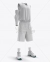 Full Basketball Kit w/ V-Neck Tank Top Mockup - Half-Turned View