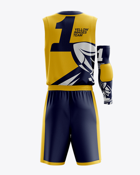 Full Basketball Kit w/ V-Neck Tank Top Mockup - Back View