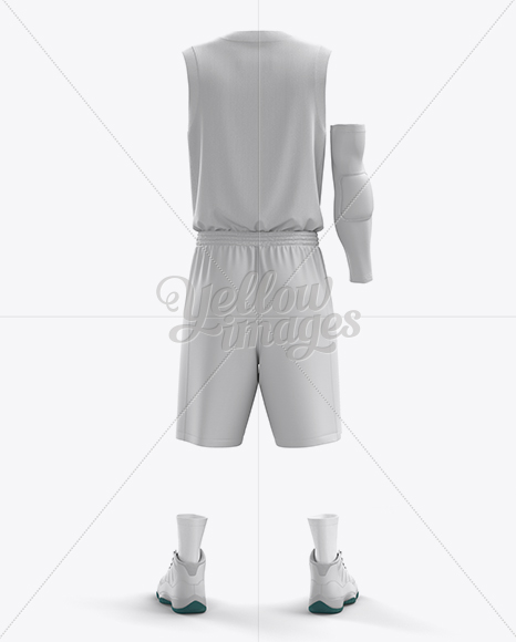 Full Basketball Kit w/ V-Neck Tank Top Mockup - Back View