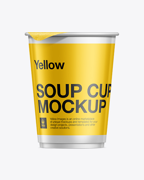 Plastic Soup Cup w/ Foil Lid Mockup