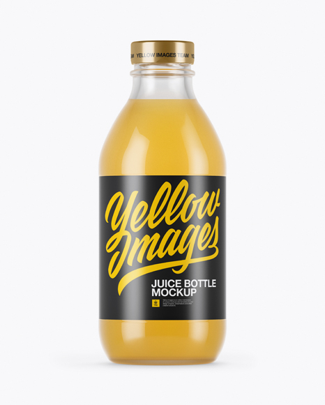 330ml Clear Glass Orange Juice Bottle Mockup