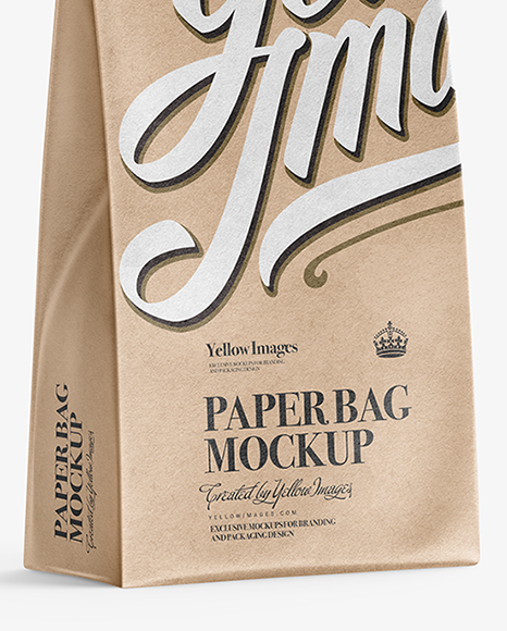 Kraft Paper Bag Mockup - Half Side View