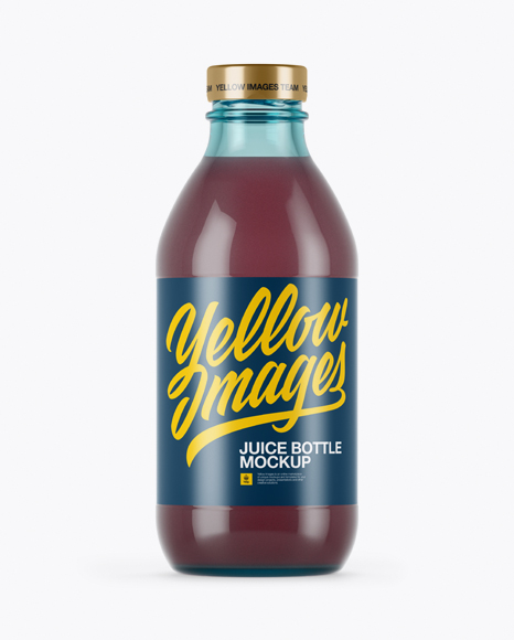 330ml Blue Glass Berry Juice Bottle Mockup