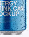 500ml Metallic Aluminium Can W/ Condensation Mockup - Front View