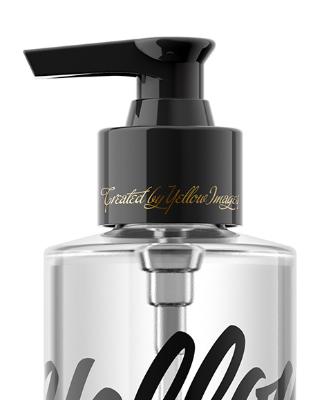 Clear Glass Cosmetic Bottle with Pump Mockup