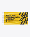 Airplane With Short Banner Mockup - Side View