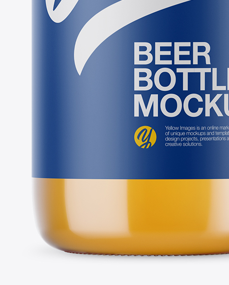 Clear Glass Lager Beer Bottle Mockup