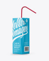 Carton Package with Straw Mockup - Half Side View