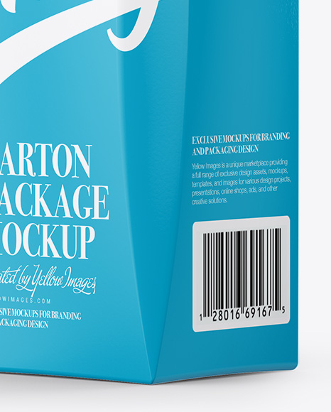 Carton Package with Straw Mockup - Half Side View