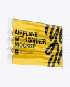 Airplane With Short Banner Mockup - Half Side View