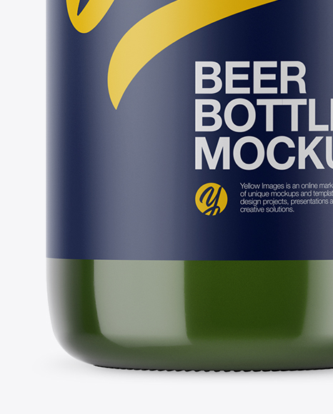 Green Glass Beer Bottle Mockup