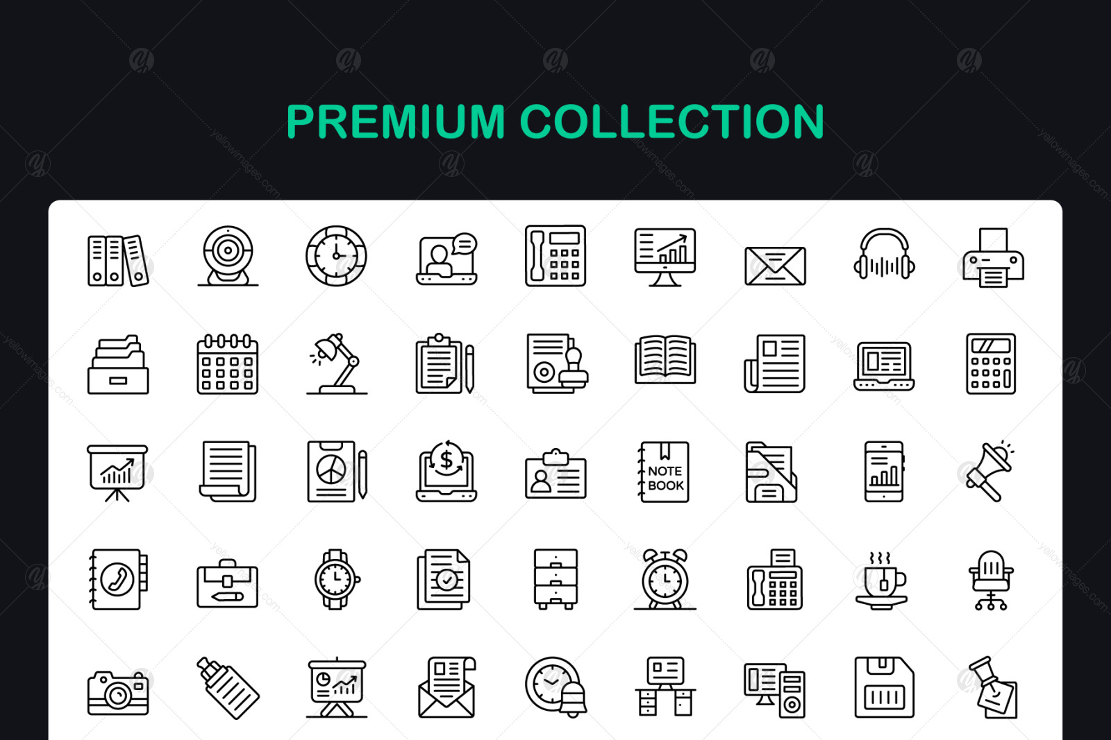 Office Supplies Linear Icons Pack