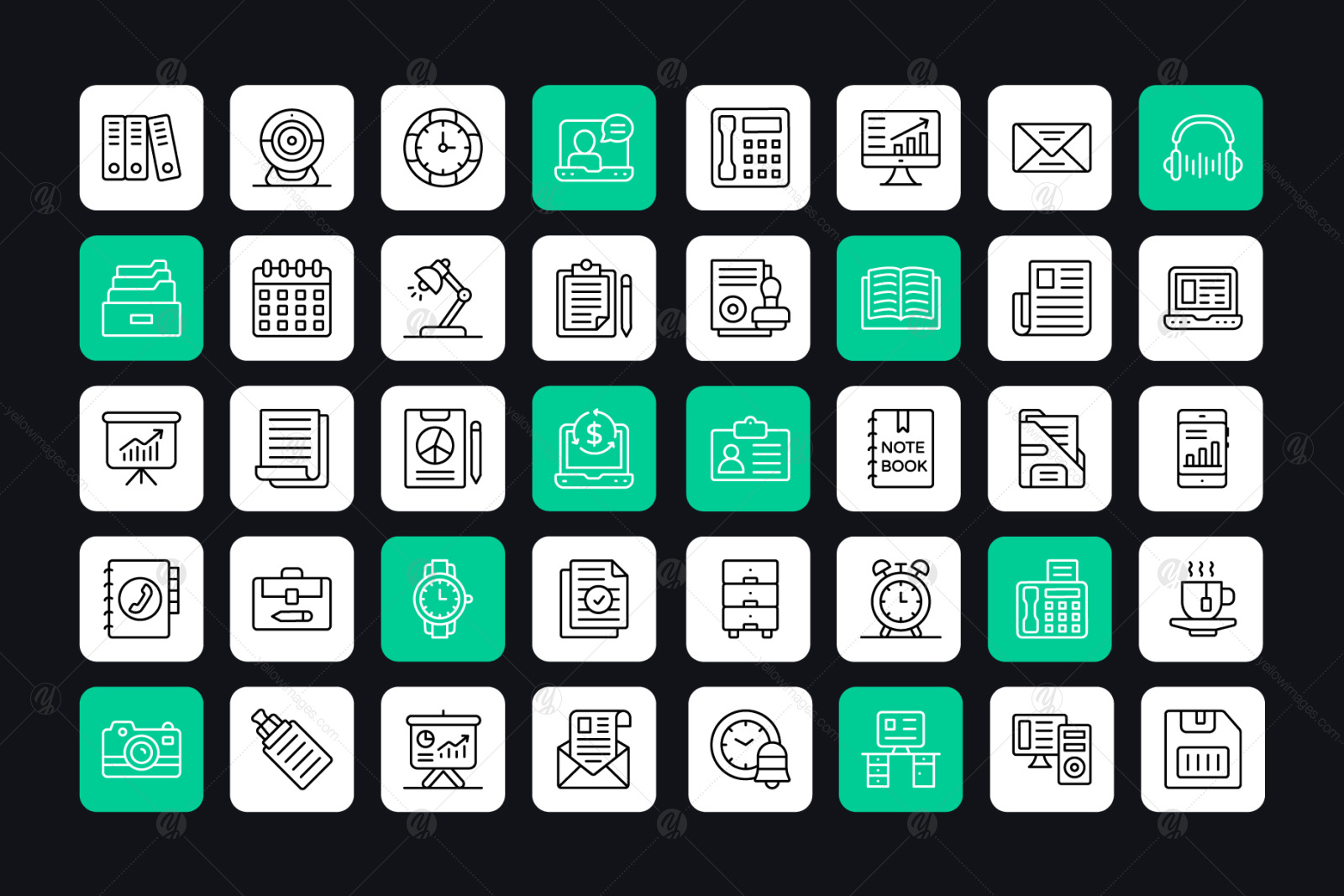 Office Supplies Linear Icons Pack