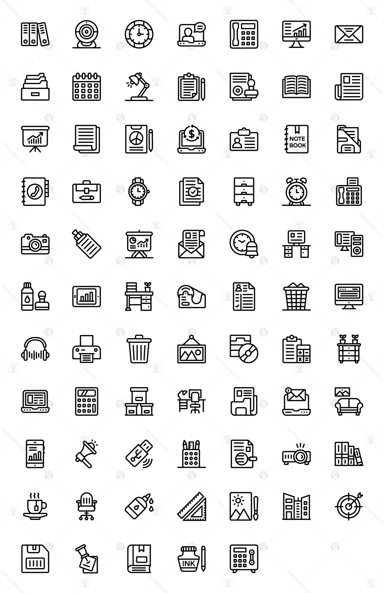 Office Supplies Linear Icons Pack