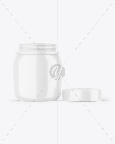 Opened Glossy Plastic Jar Mockup