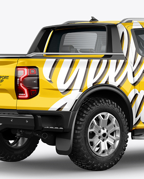 Pickup Truck Mockup - Back Half Side View