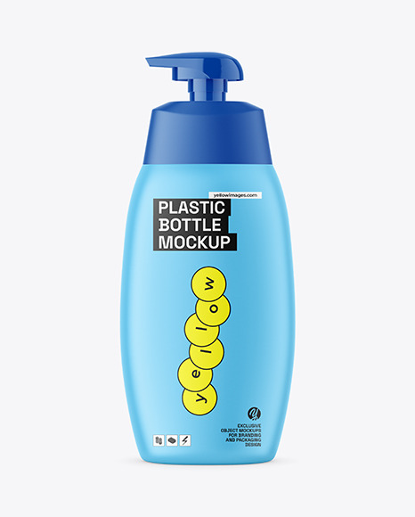 Matte Plastic Bottle with Pump Mockup