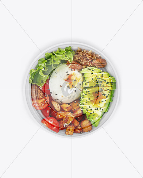 Plastic Bowl with Salad Mockup