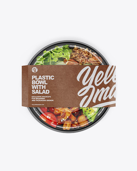 Plastic Bowl with Salad Mockup